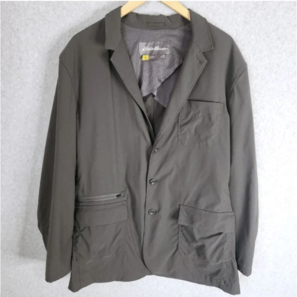 Eddie Bauer Men's Ultimate Voyager Travel Blazer Size 48 Charcoal Gray Travex